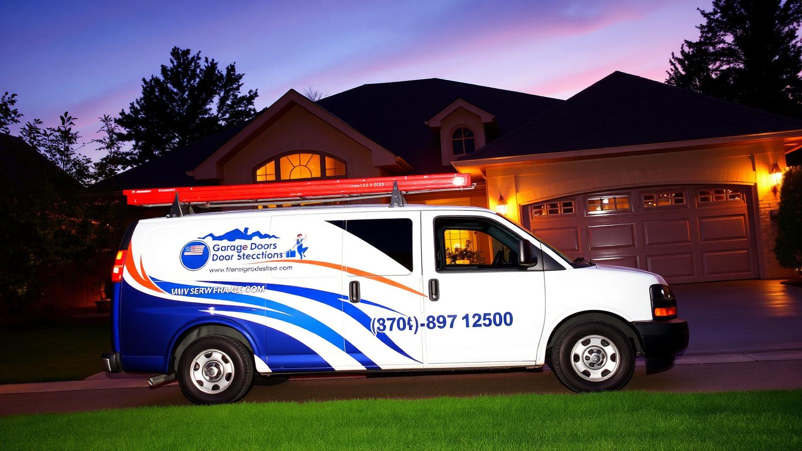Twin Cities Garage Door Pros service van at a Minnesota home